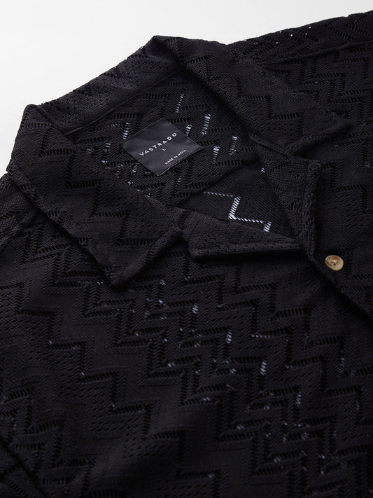Classy Black Crochet Oversized Shirt