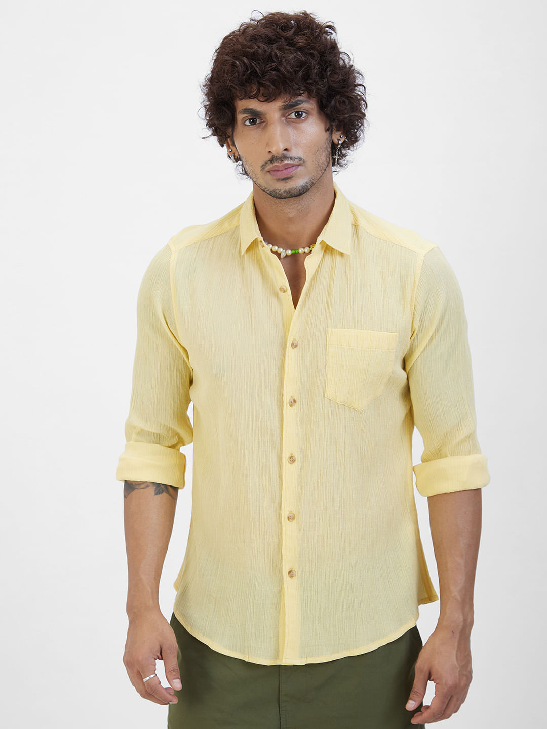 Yellow Crepe Shirt