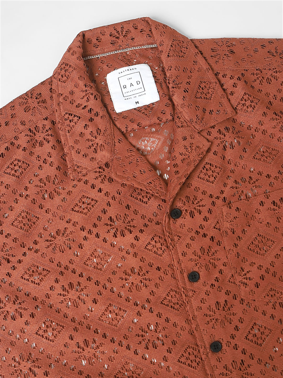 Coffee Brown Oversized Crochet Shirt