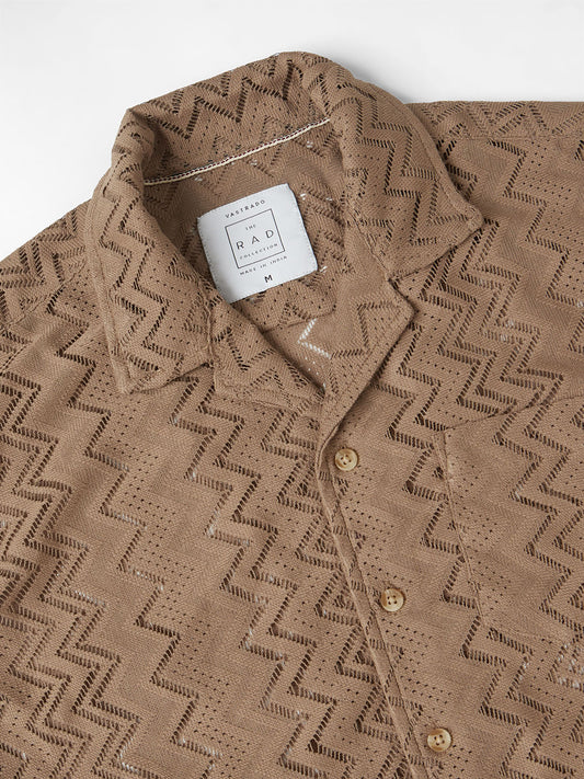 Mud Brown Oversized Crochet Shirt