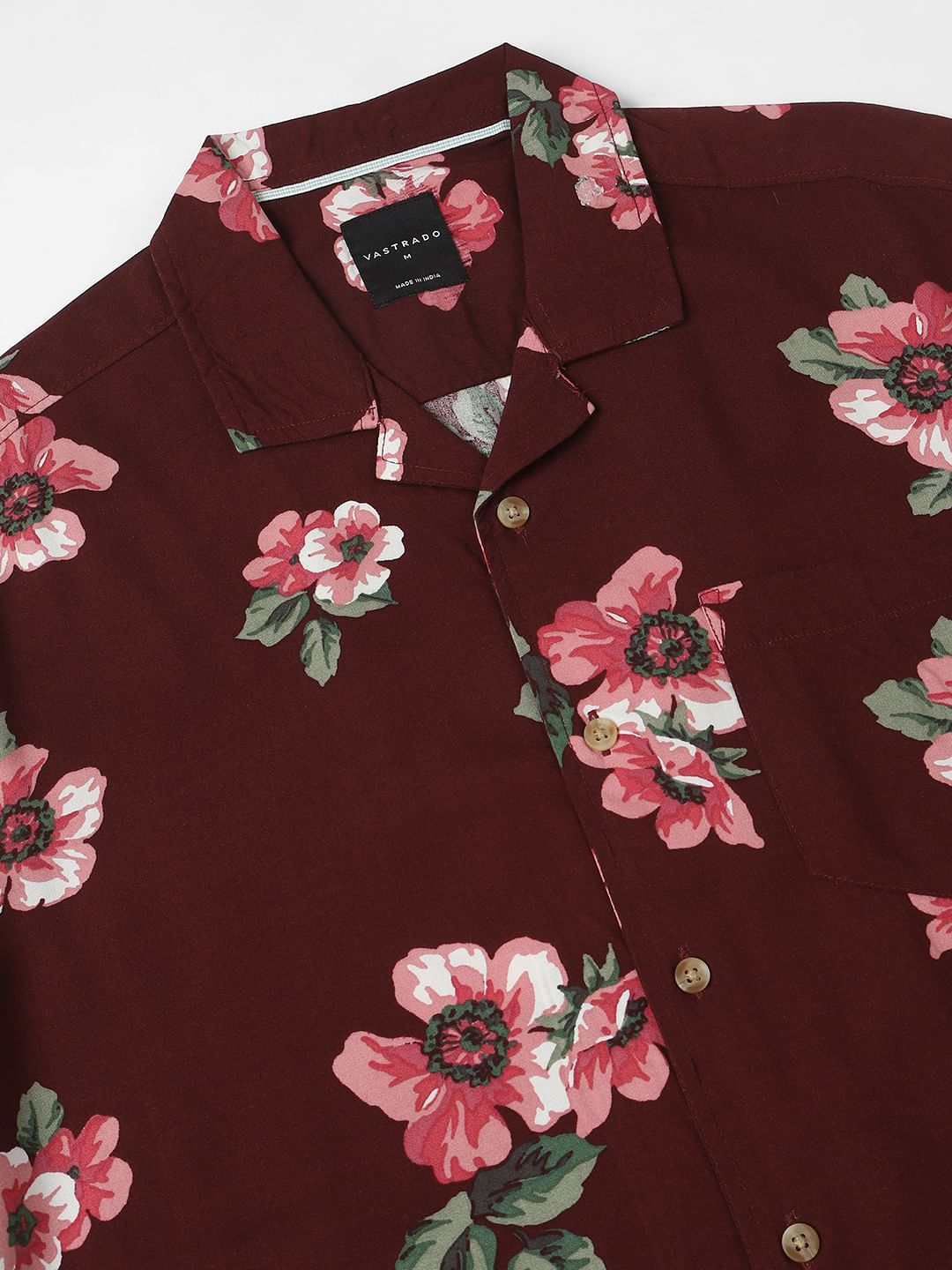 Maroon Floral Printed Oversized Shirt
