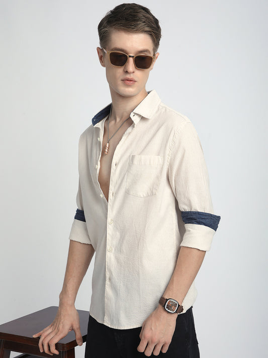Coastal Dune Striped Seersucker Shirt