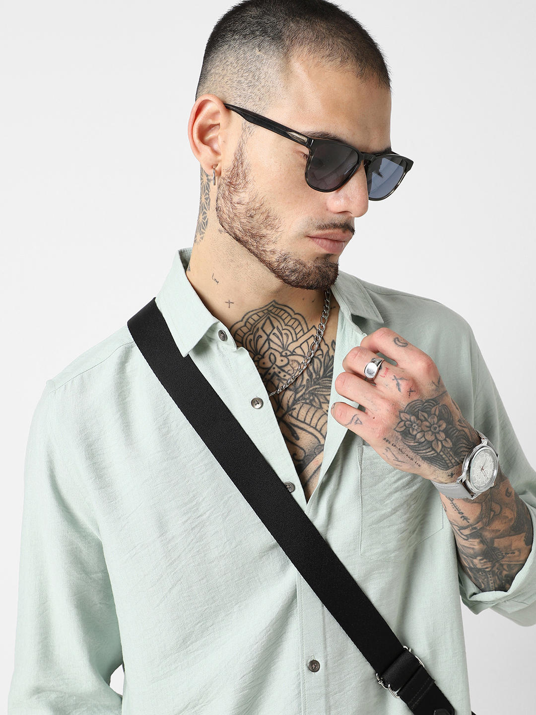 Premium Italian Linen Pastel Green Crinkle Shirt