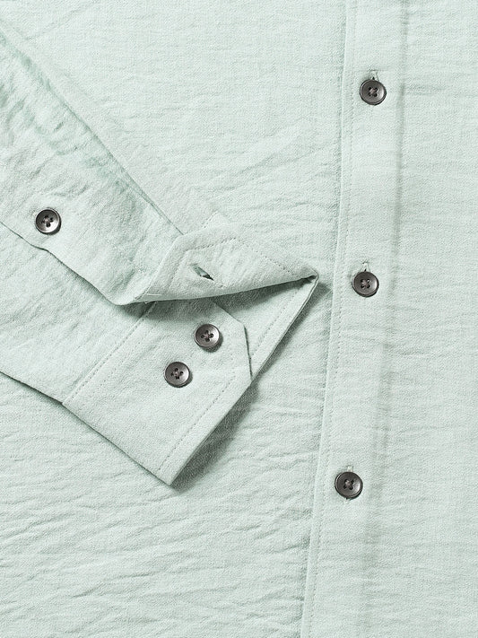 Premium Italian Linen Pastel Green Crinkle Shirt