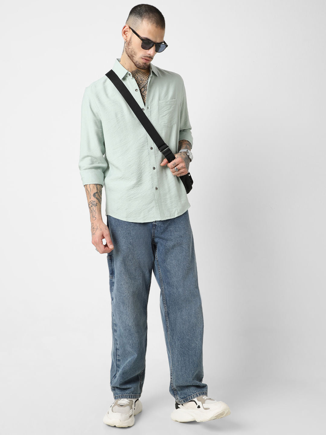 Premium Italian Linen Pastel Green Crinkle Shirt