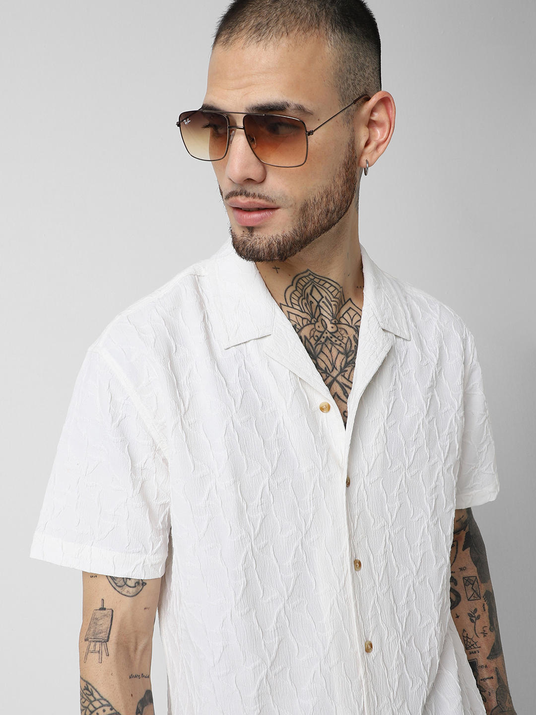 Premium White Jacquard Oversized Shirt