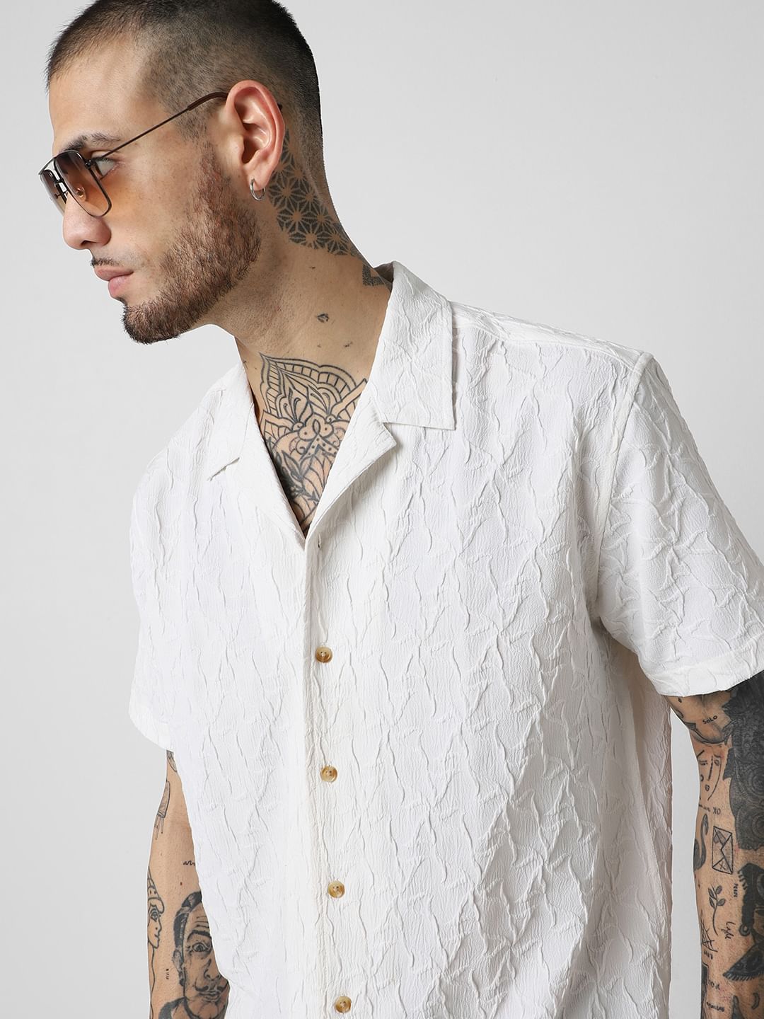 Premium White Jacquard Oversized Shirt
