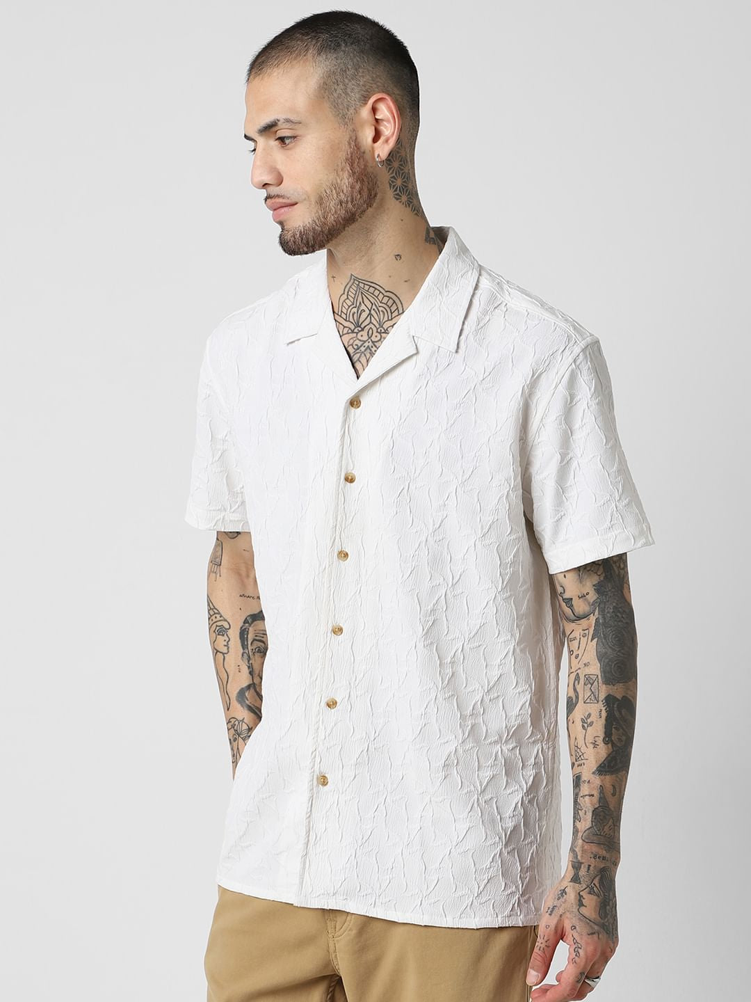 Premium White Jacquard Oversized Shirt