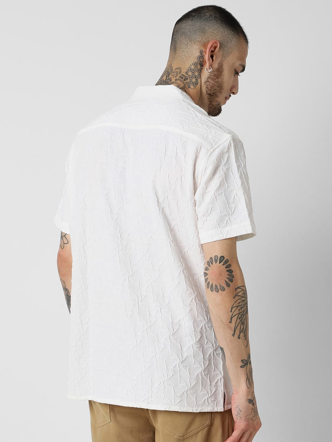 Premium White Jacquard Oversized Shirt