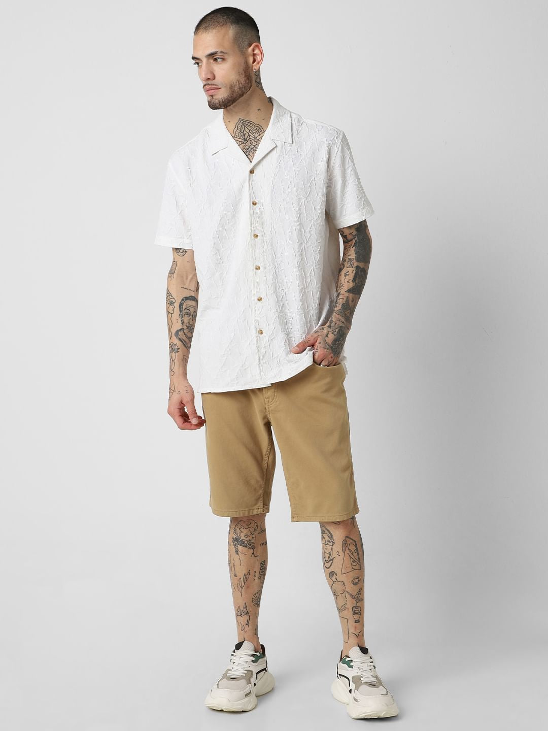 Premium White Jacquard Oversized Shirt