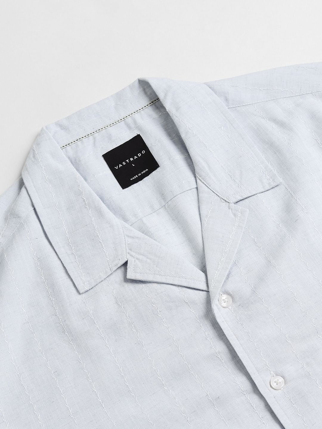 Embroidered Blue Resort Collar Oversized Shirt