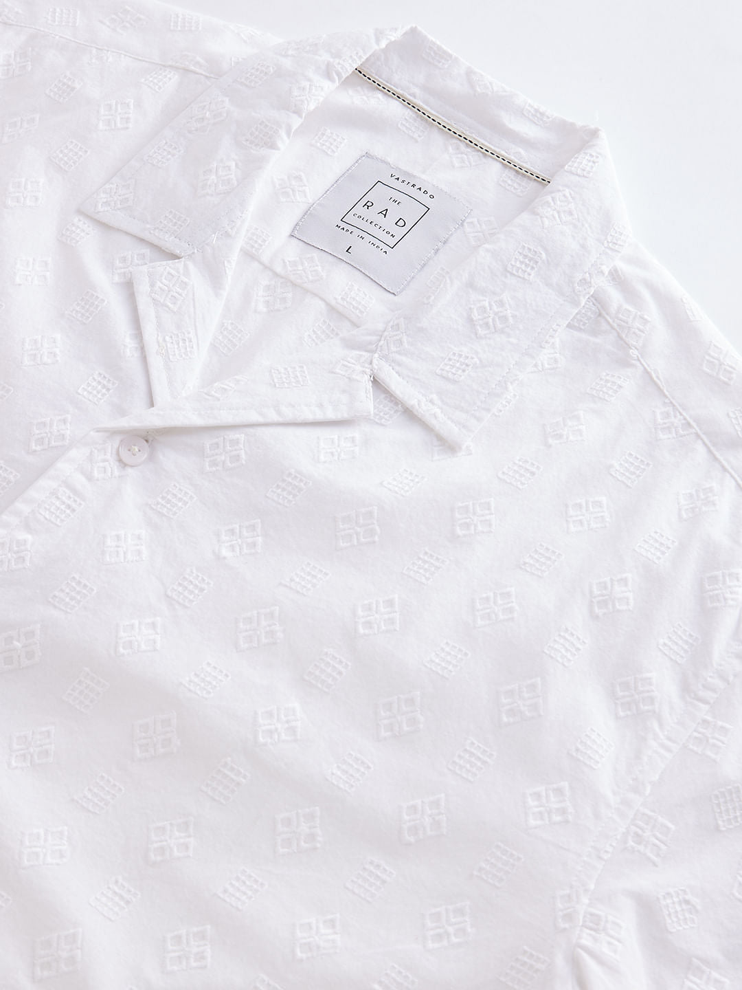 Embroidered White Oversized Resort Collar Shirt