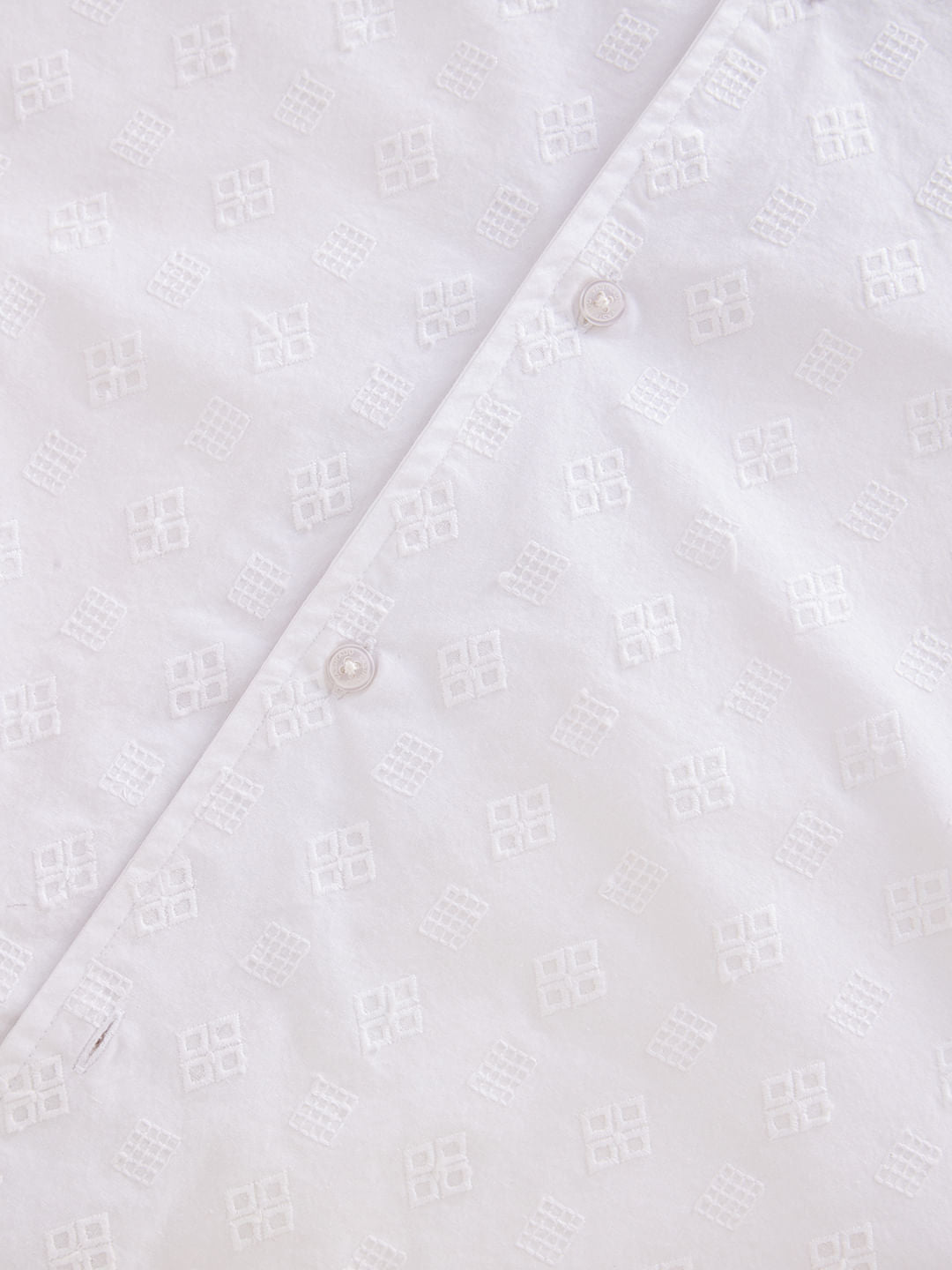 Embroidered White Oversized Resort Collar Shirt