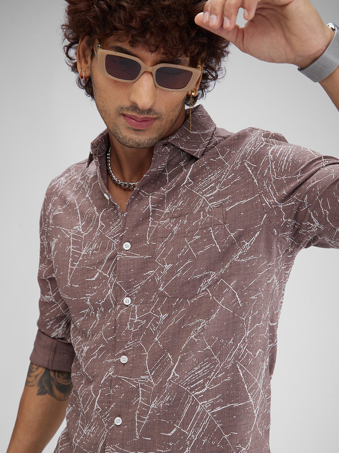 Brunette Stroke Splash Crinkled Shirt