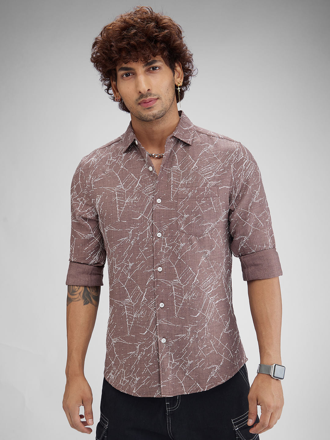 Brunette Stroke Splash Crinkled Shirt