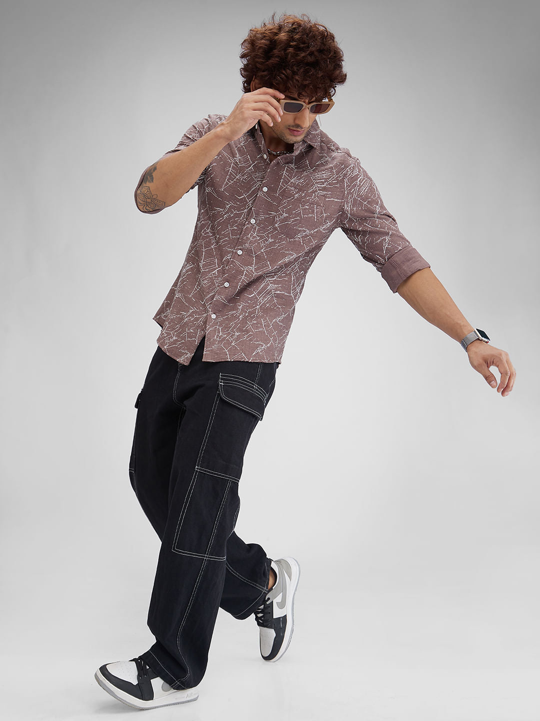 Brunette Stroke Splash Crinkled Shirt