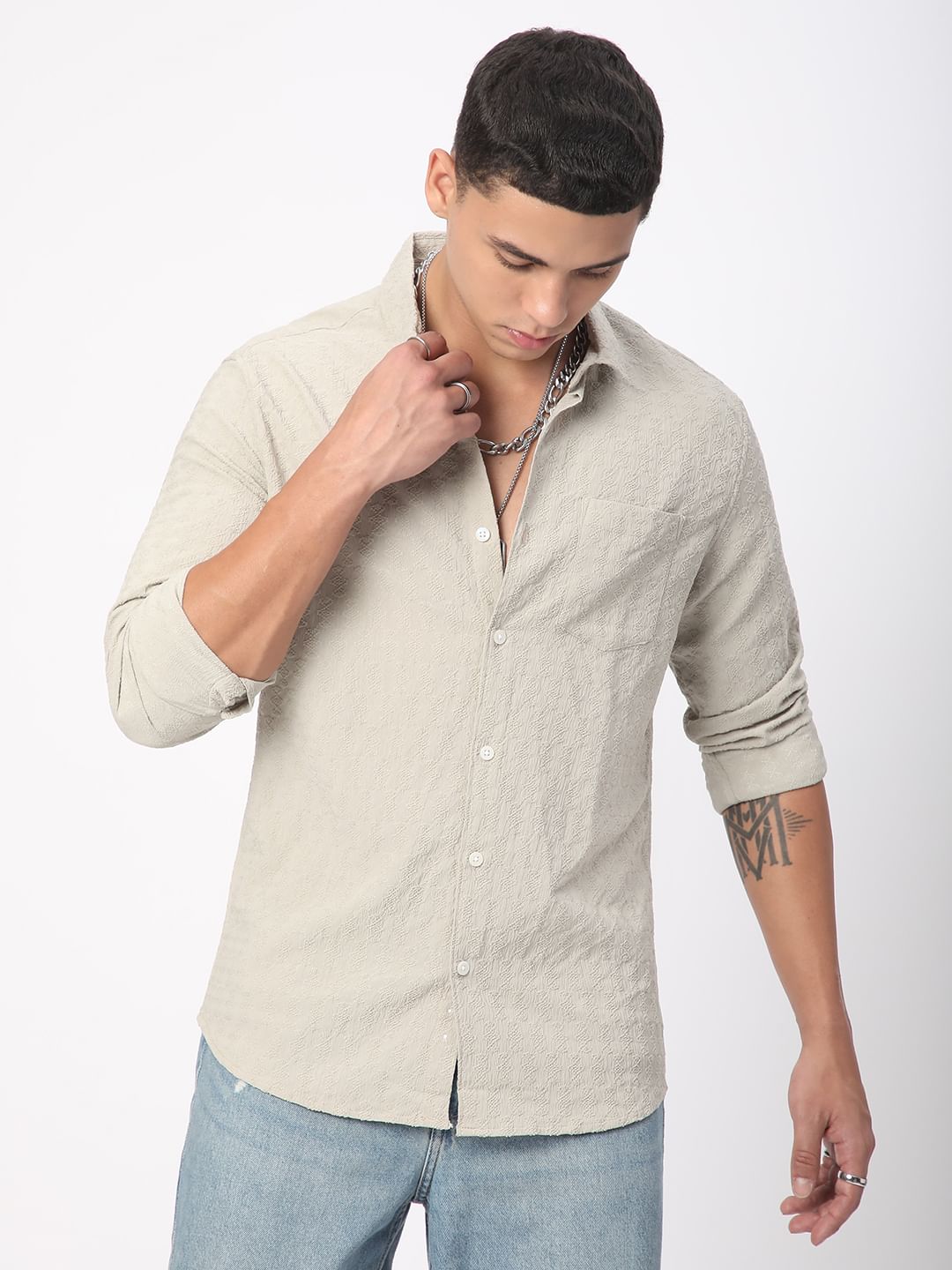 Grey Jacquard Shirt