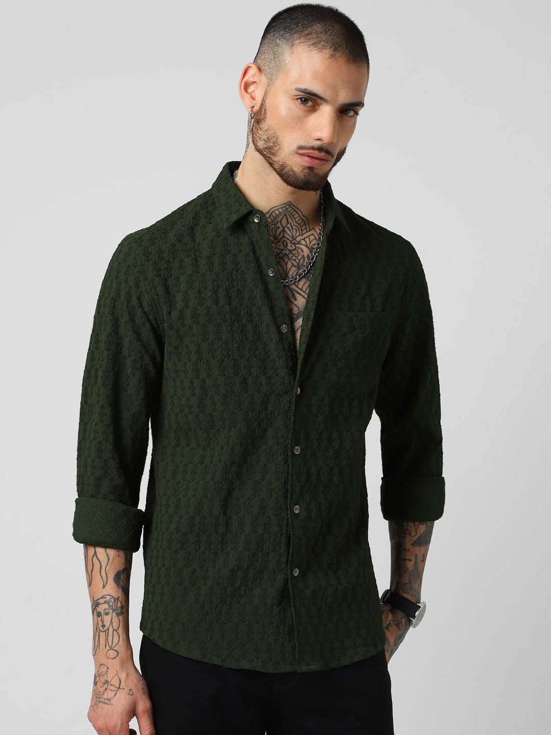 British Green Jacquard Shirt