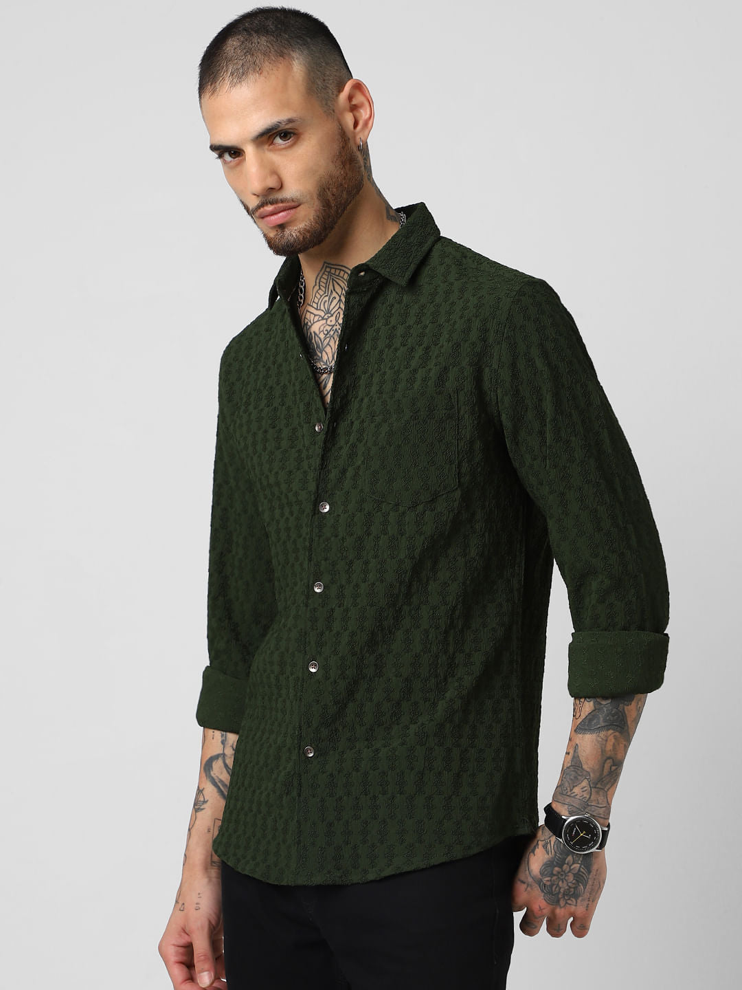 British Green Jacquard Shirt