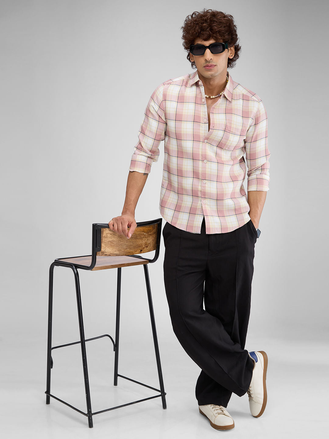 Cameo Pink Dupplin Checkered Waffle Shirt