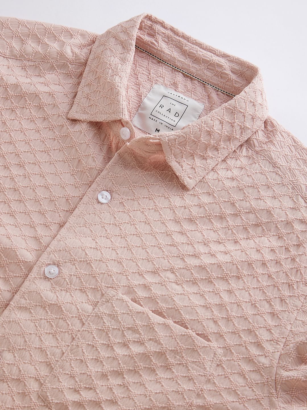 Elegant Monotone Jacquard Peach Shirt