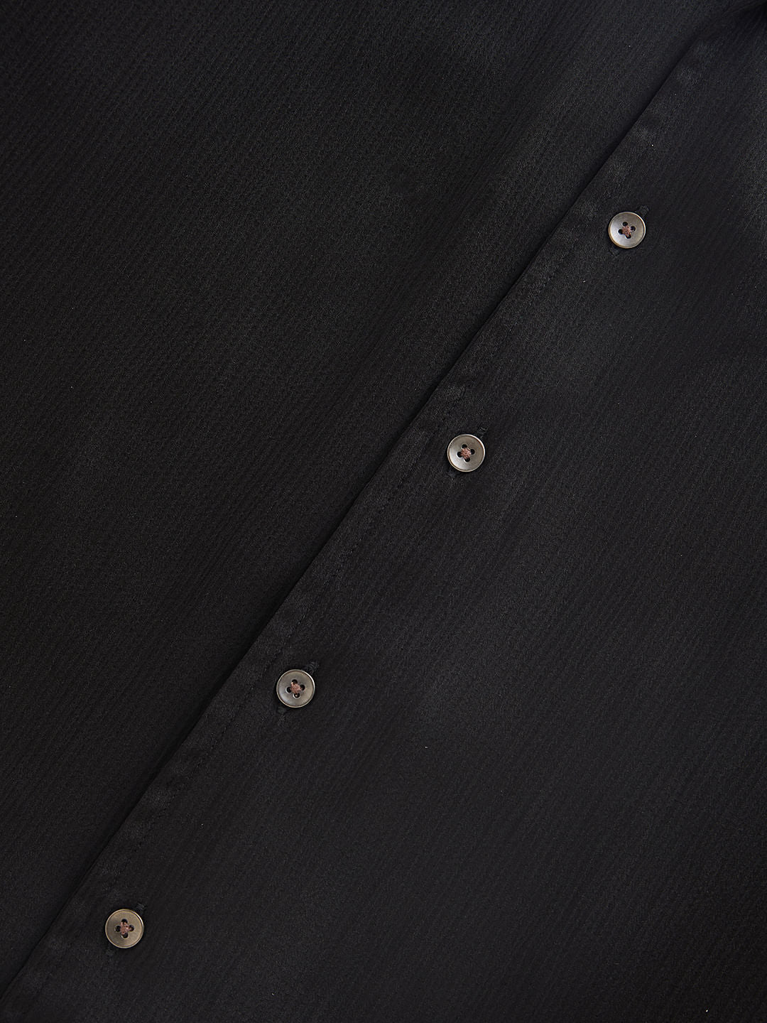 Black Crepe Oversized Resort Collar Shirt