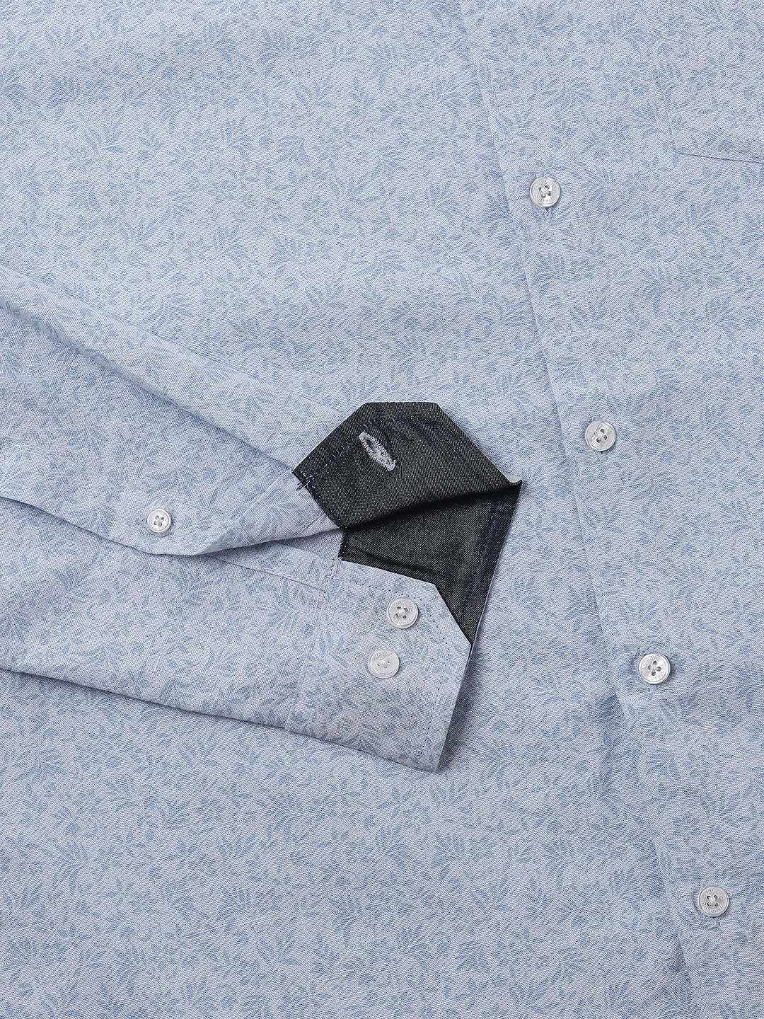 Baby Blue Tiny Floral Printed Shirt