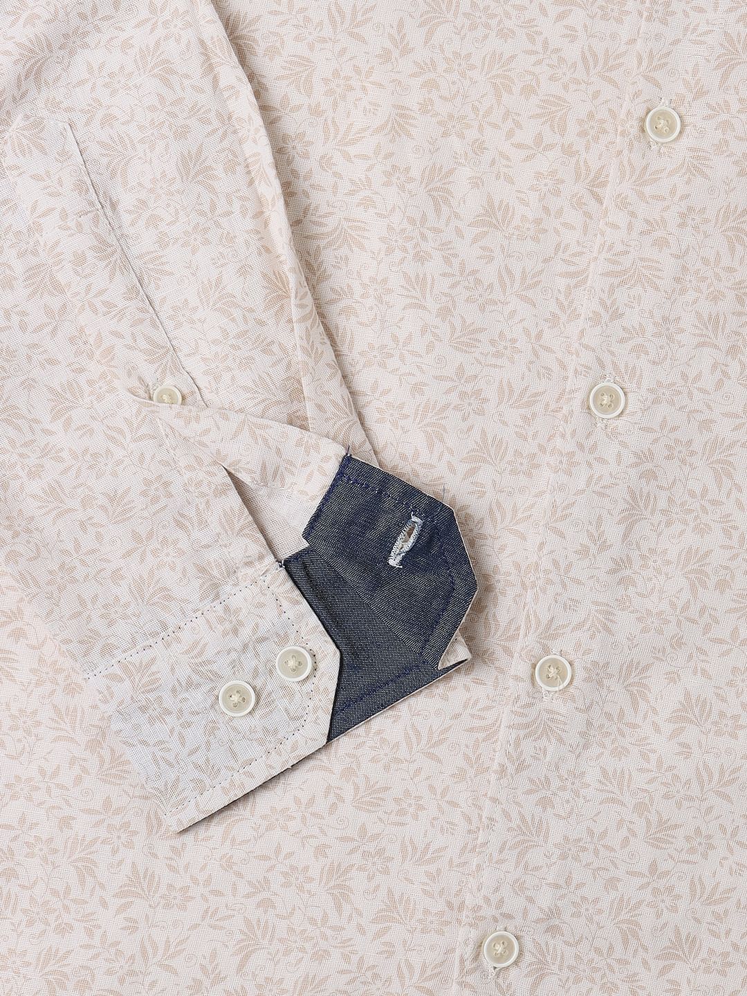 Beige Tiny Floral Printed Shirt
