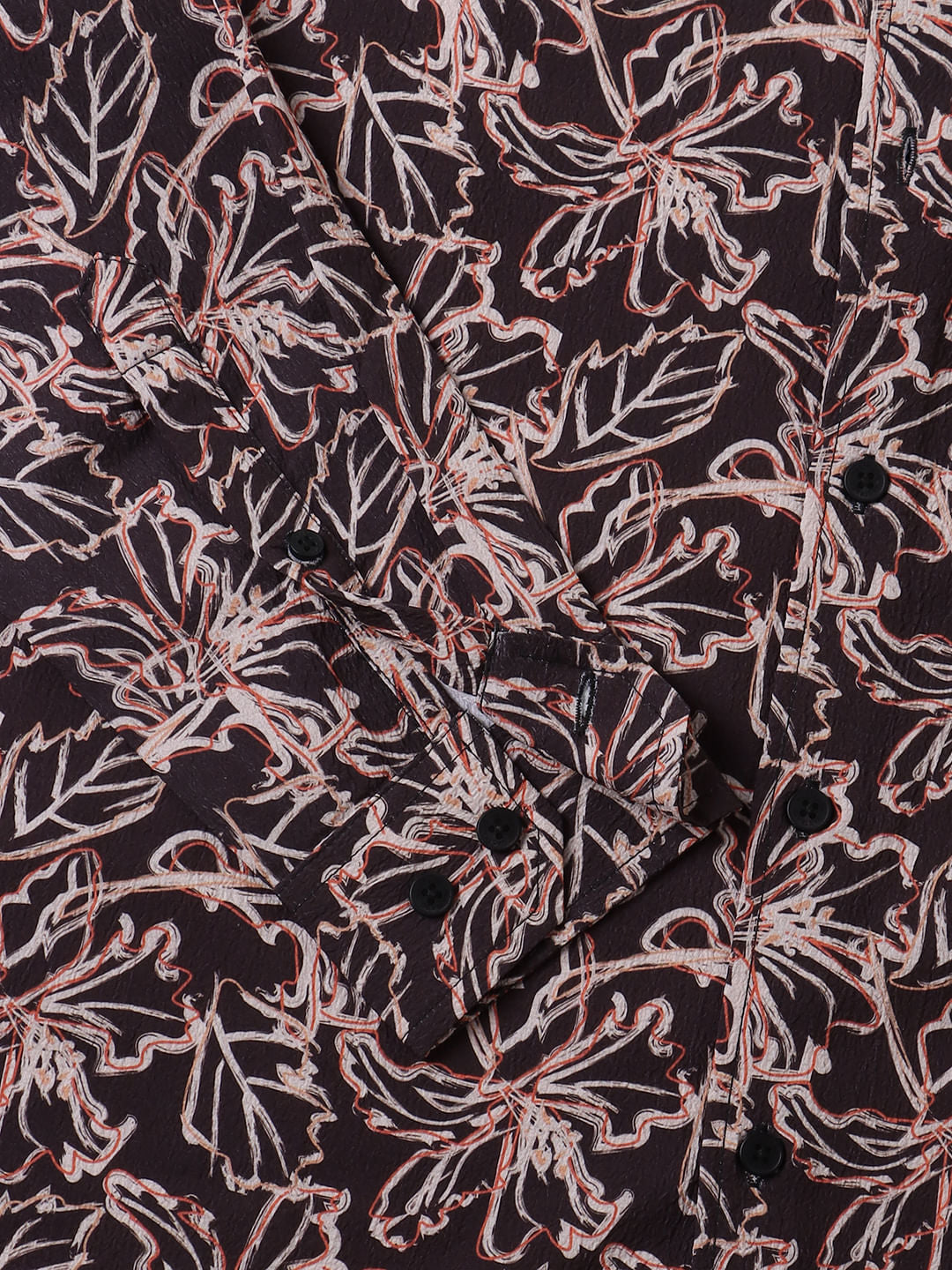Grease Black Floral Printed Crinkled Shirt