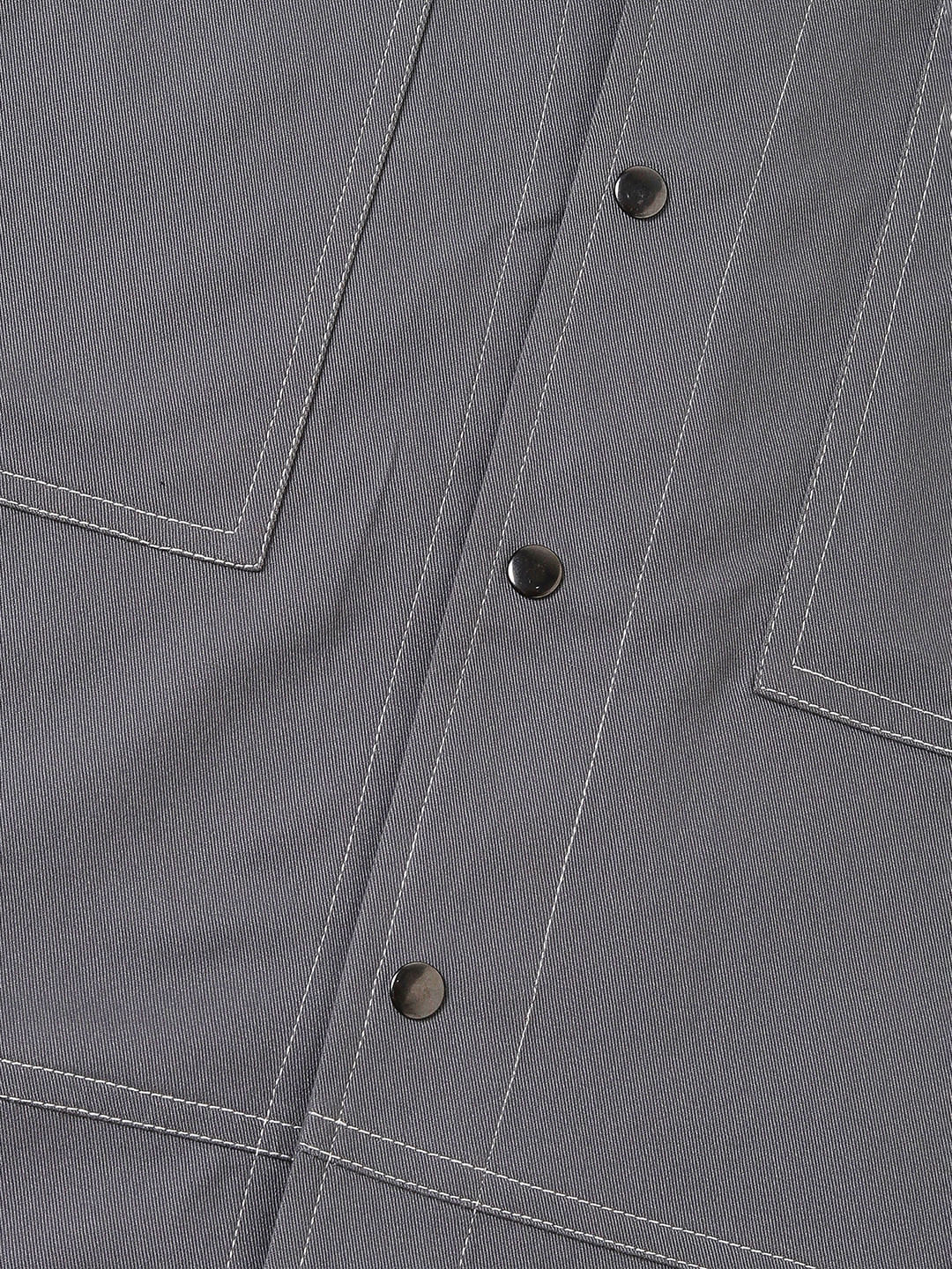 Vintage Grey Double Pocket Oversized Cropped Shirt