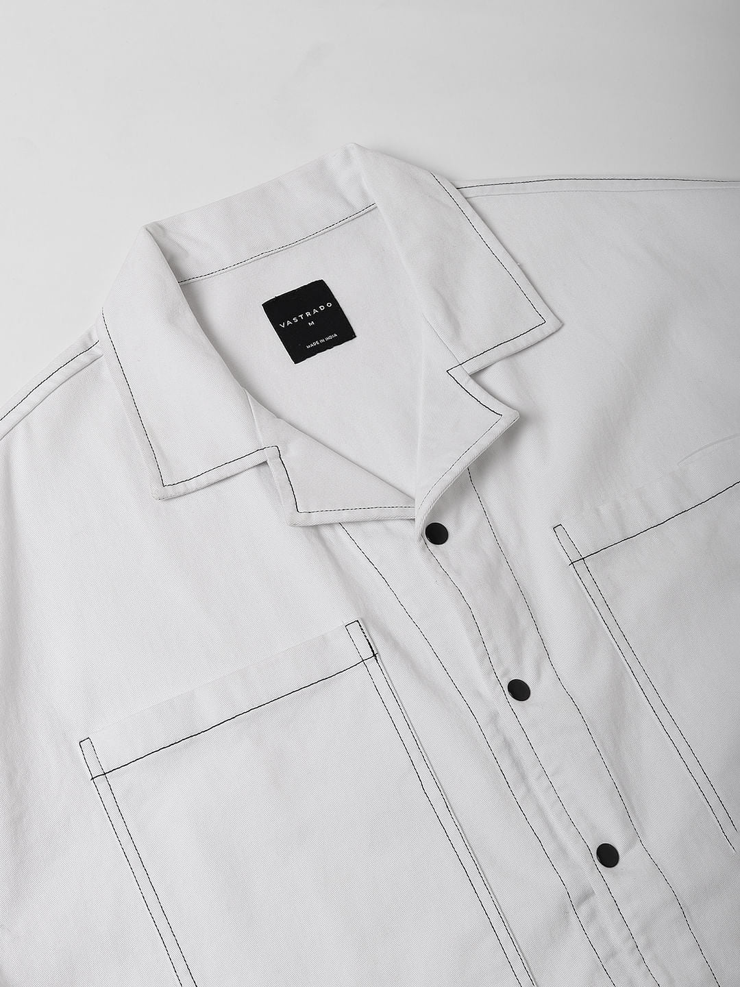 White Double Pocket Oversized Cropped Shirt