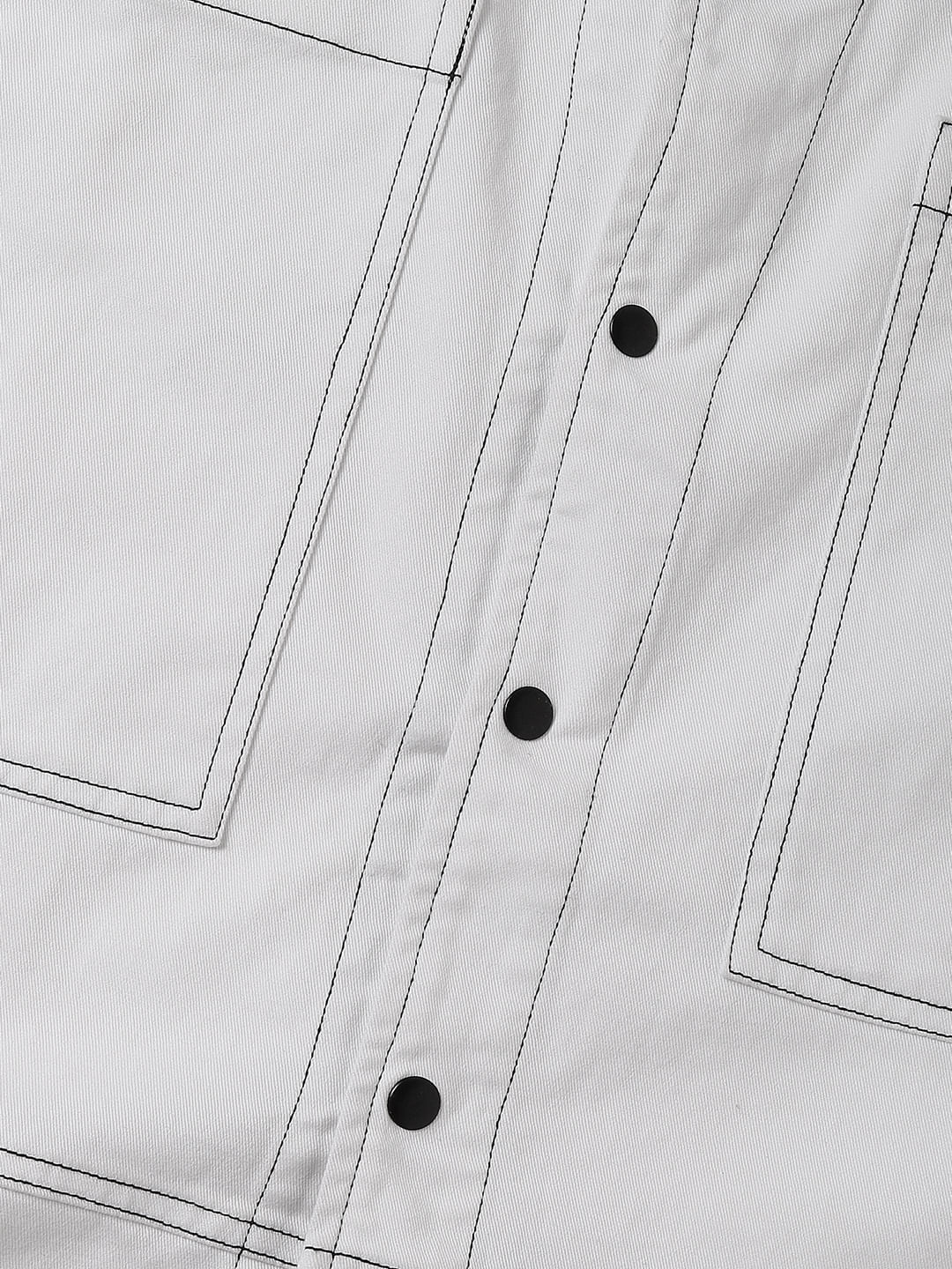 White Double Pocket Oversized Cropped Shirt