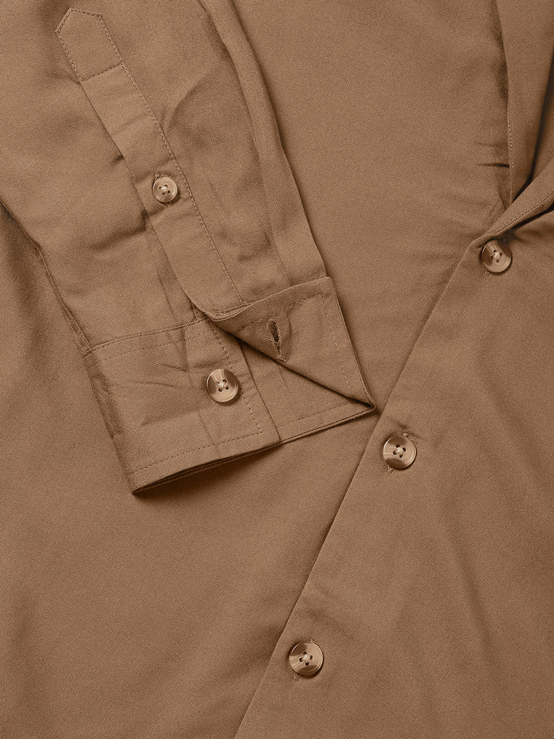 Solid Hazelnut Oversized Notched Lapel Collar Shirt