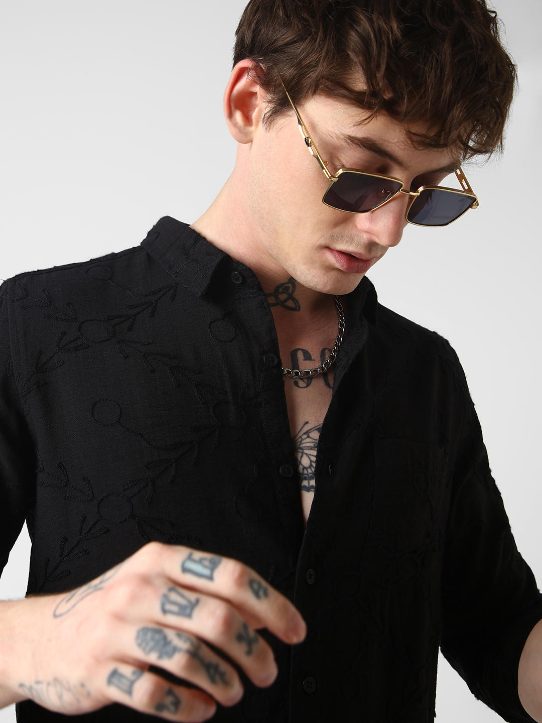 Classic Black Embroidered Shirt