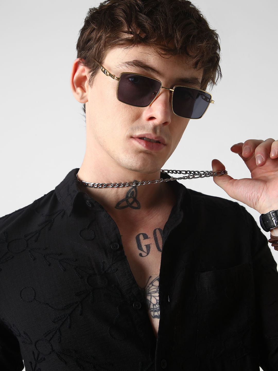 Classic Black Embroidered Shirt
