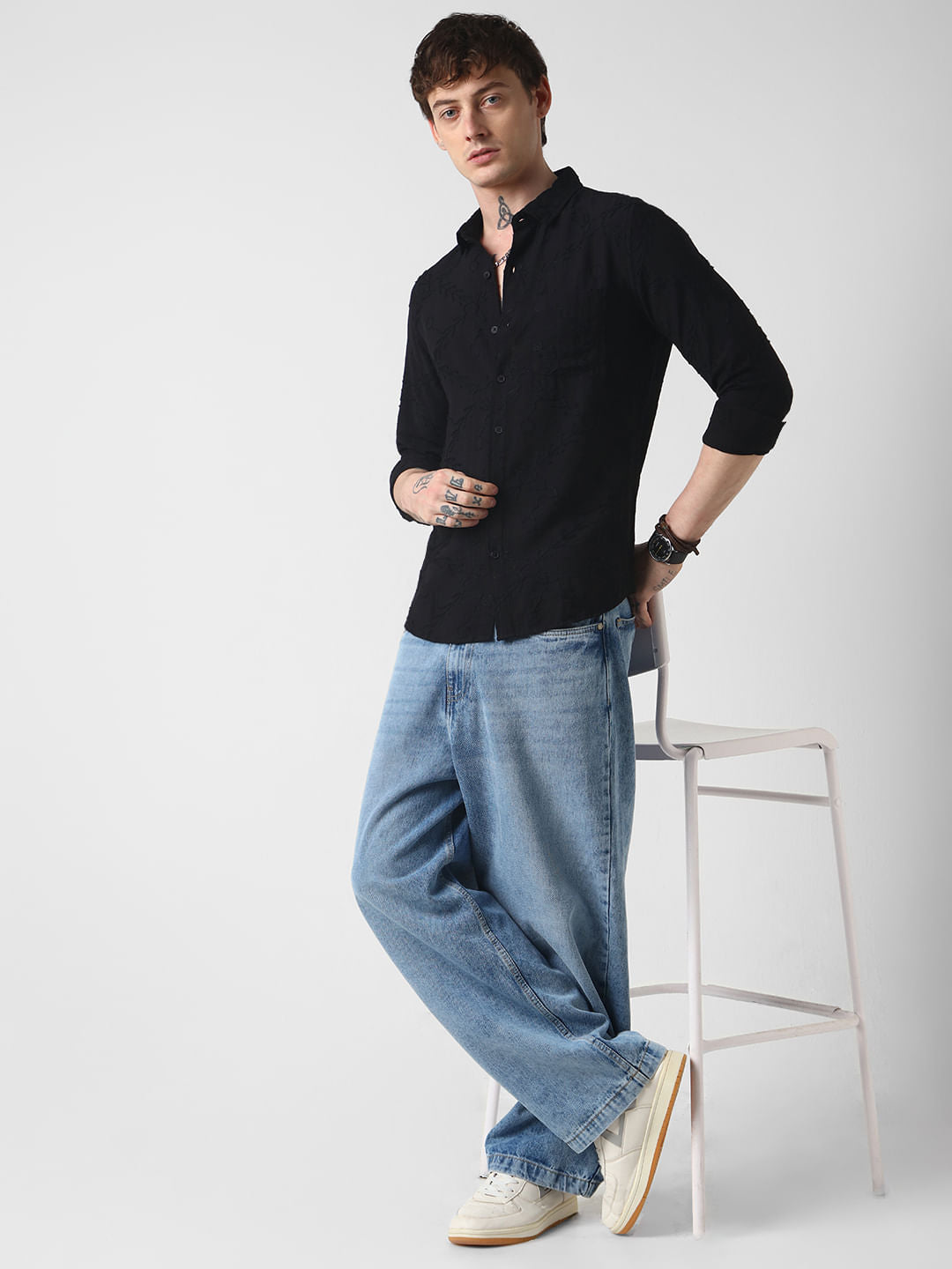 Classic Black Embroidered Shirt