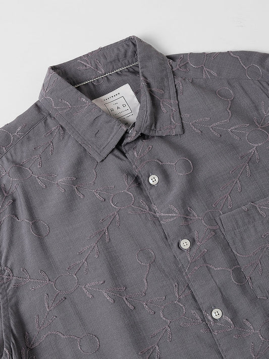 Intricate Intense Grey Embroidered Shirt