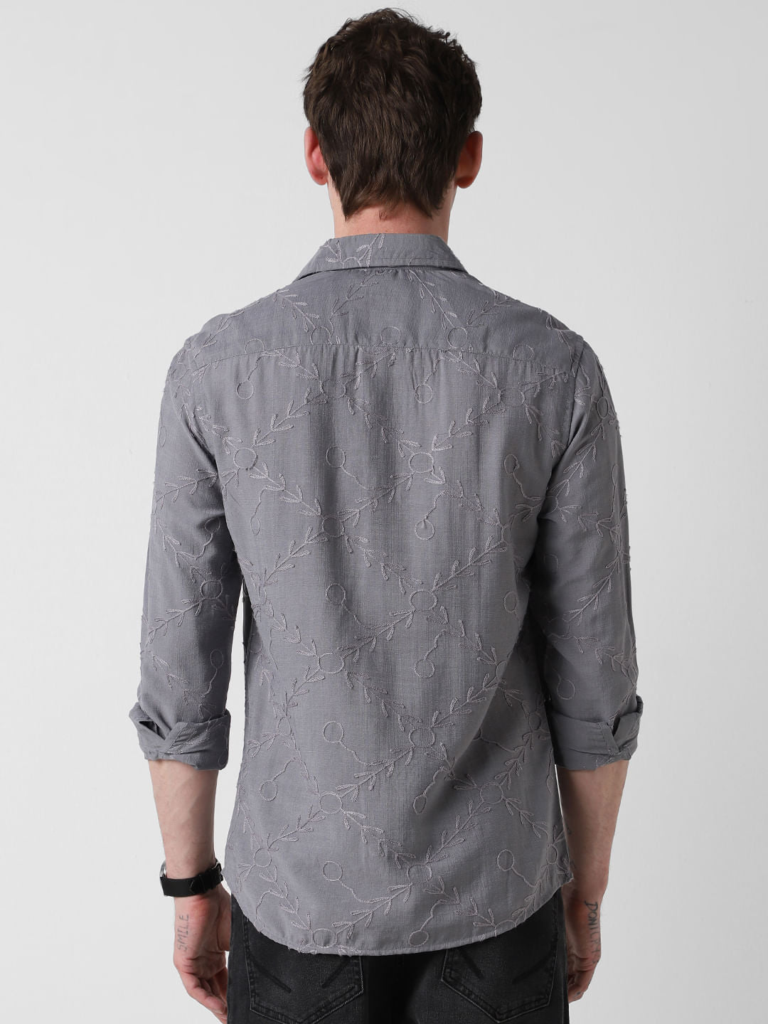Intricate Intense Grey Embroidered Shirt