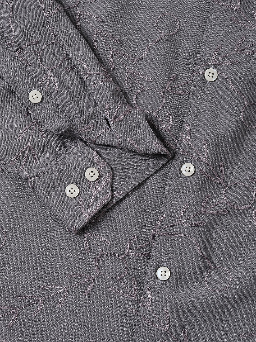 Intricate Intense Grey Embroidered Shirt