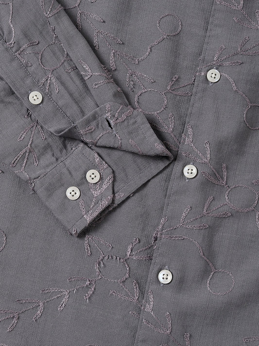Intricate Intense Grey Embroidered Shirt
