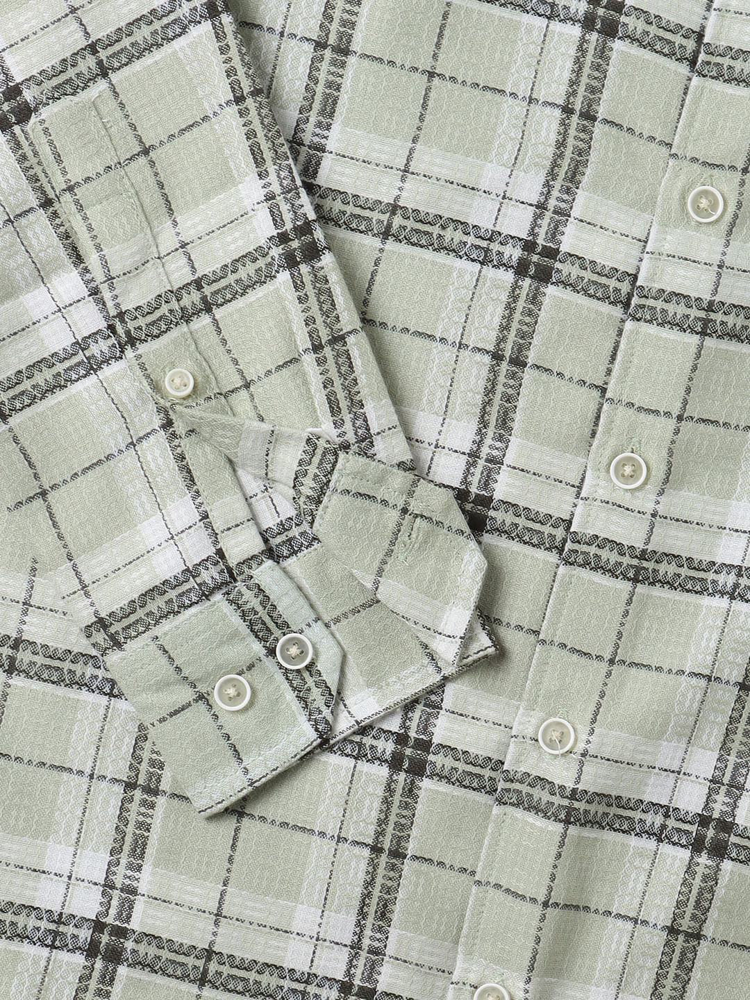 Mint Green & Black Dobby Checkered Shirt