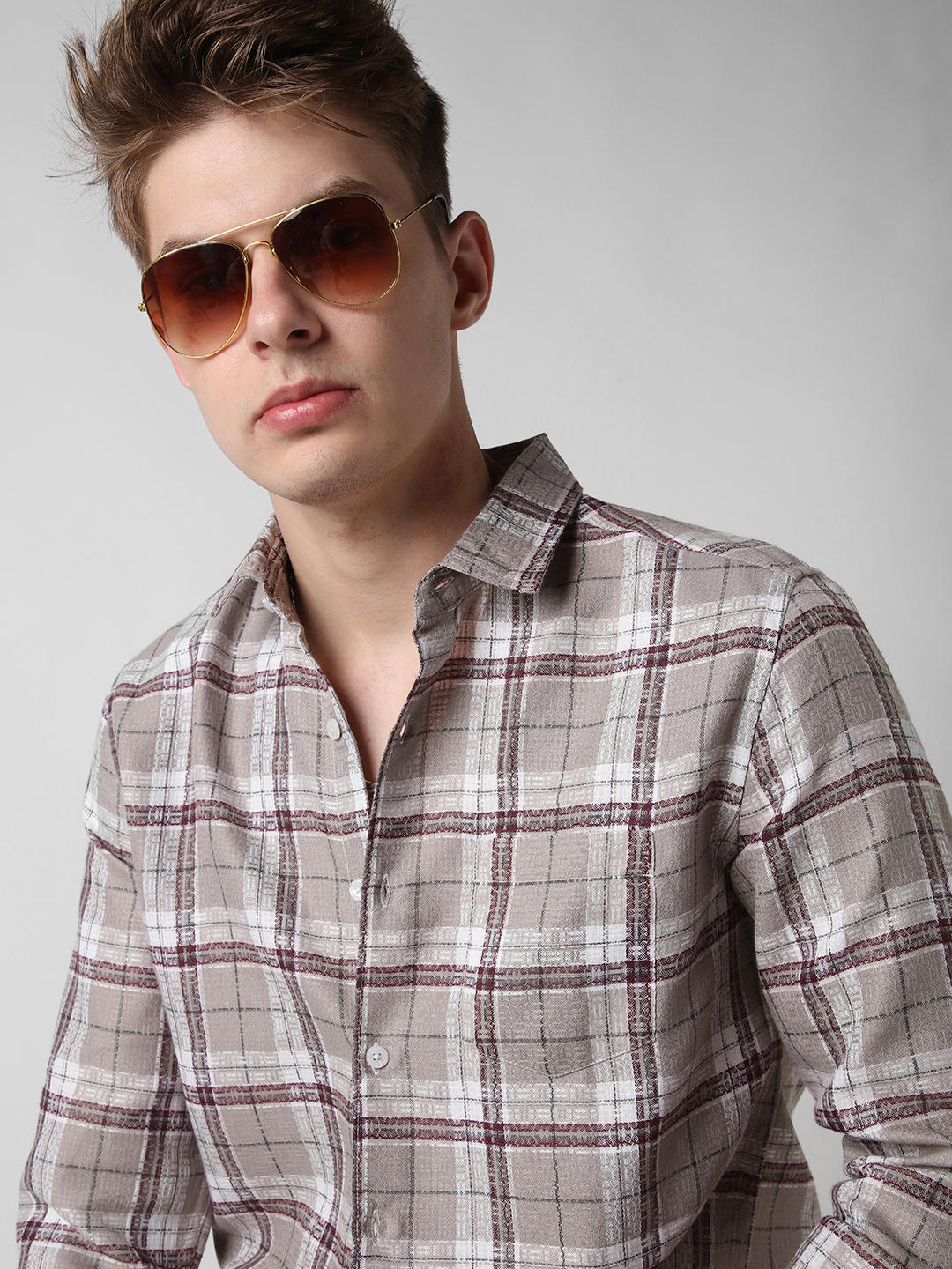 Multicolour Jacquard Checkered Shirt