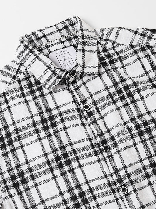 Black & White Dobby Checkered Shirt