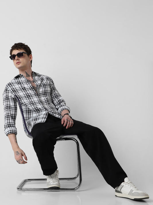 Black & White Dobby Checkered Shirt