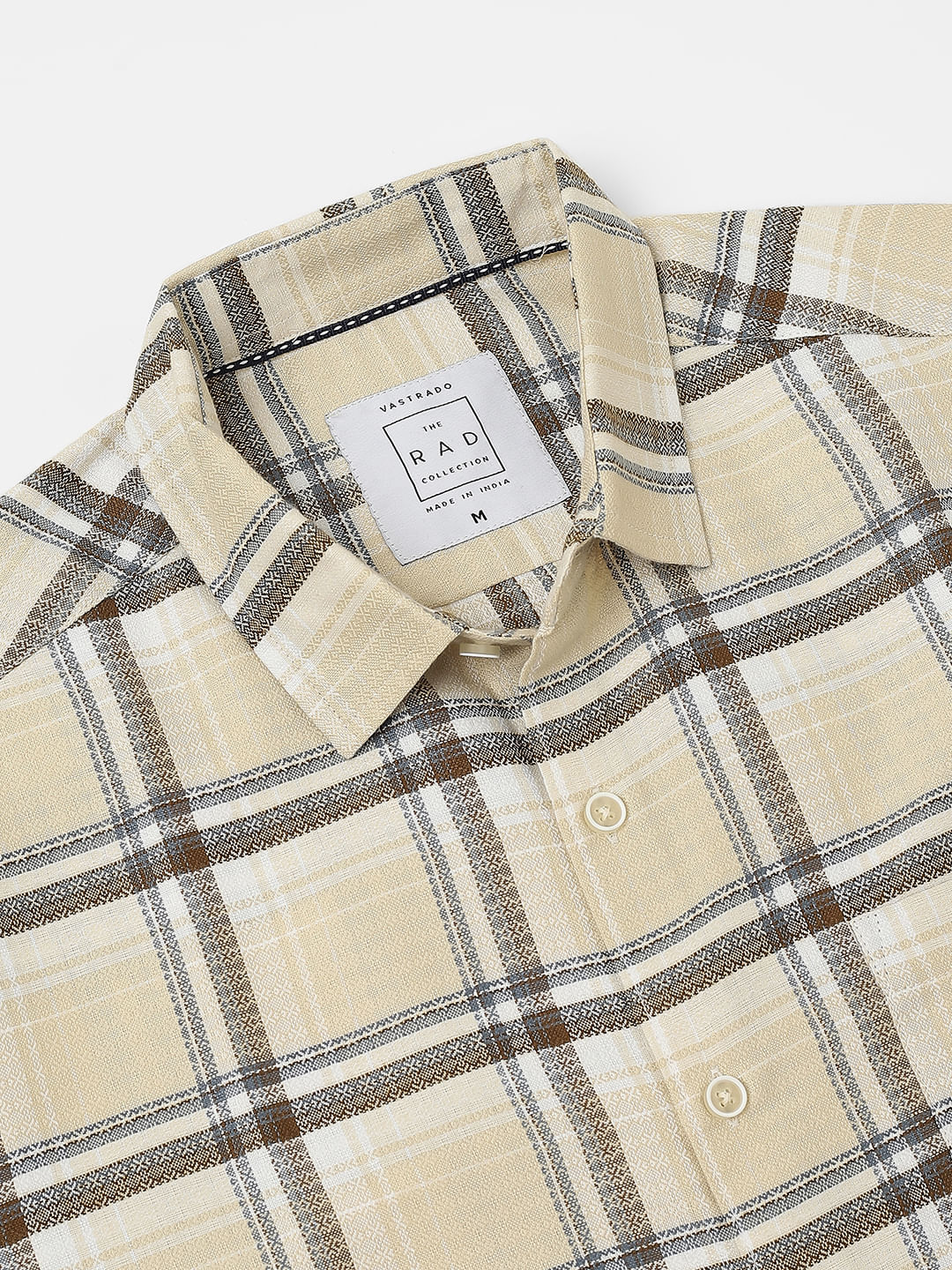 Beige Windowpane Jacquard Checked Shirt