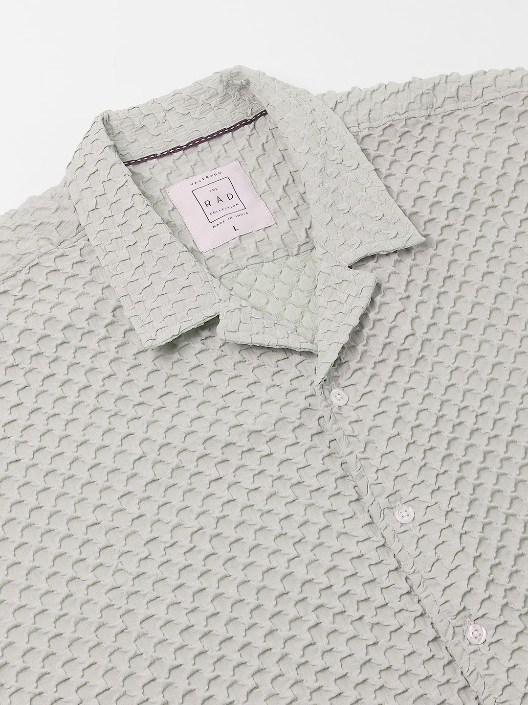 Cloud Grey Embossed Patterned Oversized Shirt