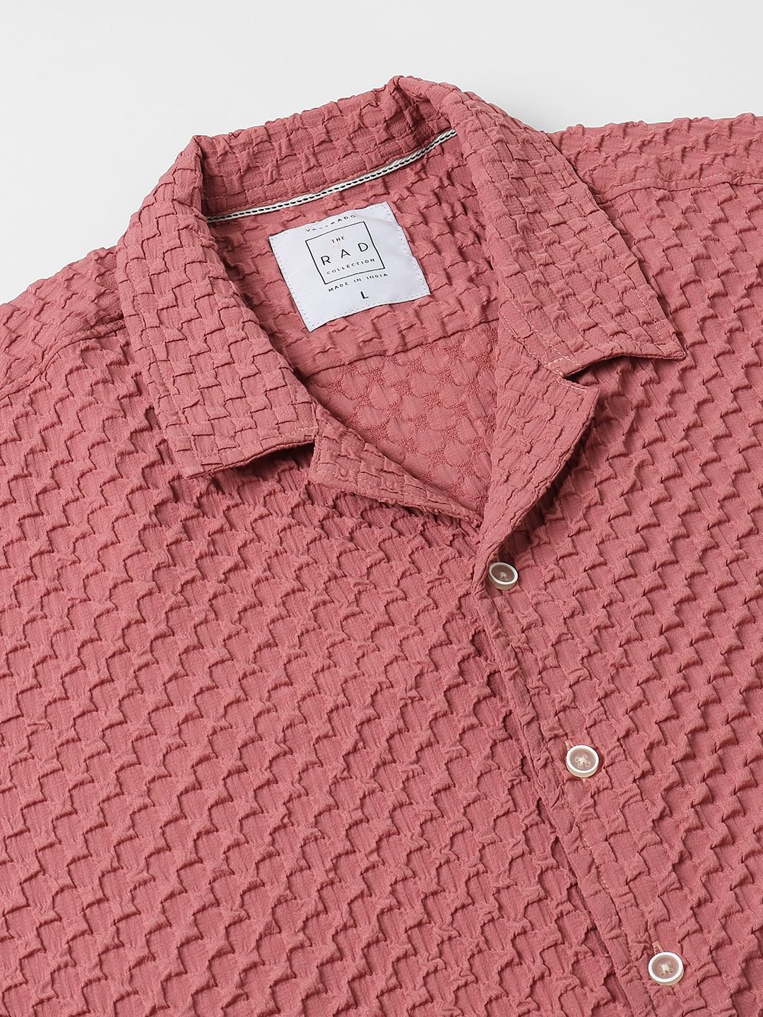 Peach Blossom Embossed Patterned Oversized Shirt