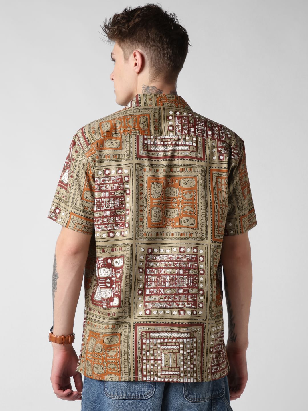 Multicolour Egyptian Printed Oversized Shirt