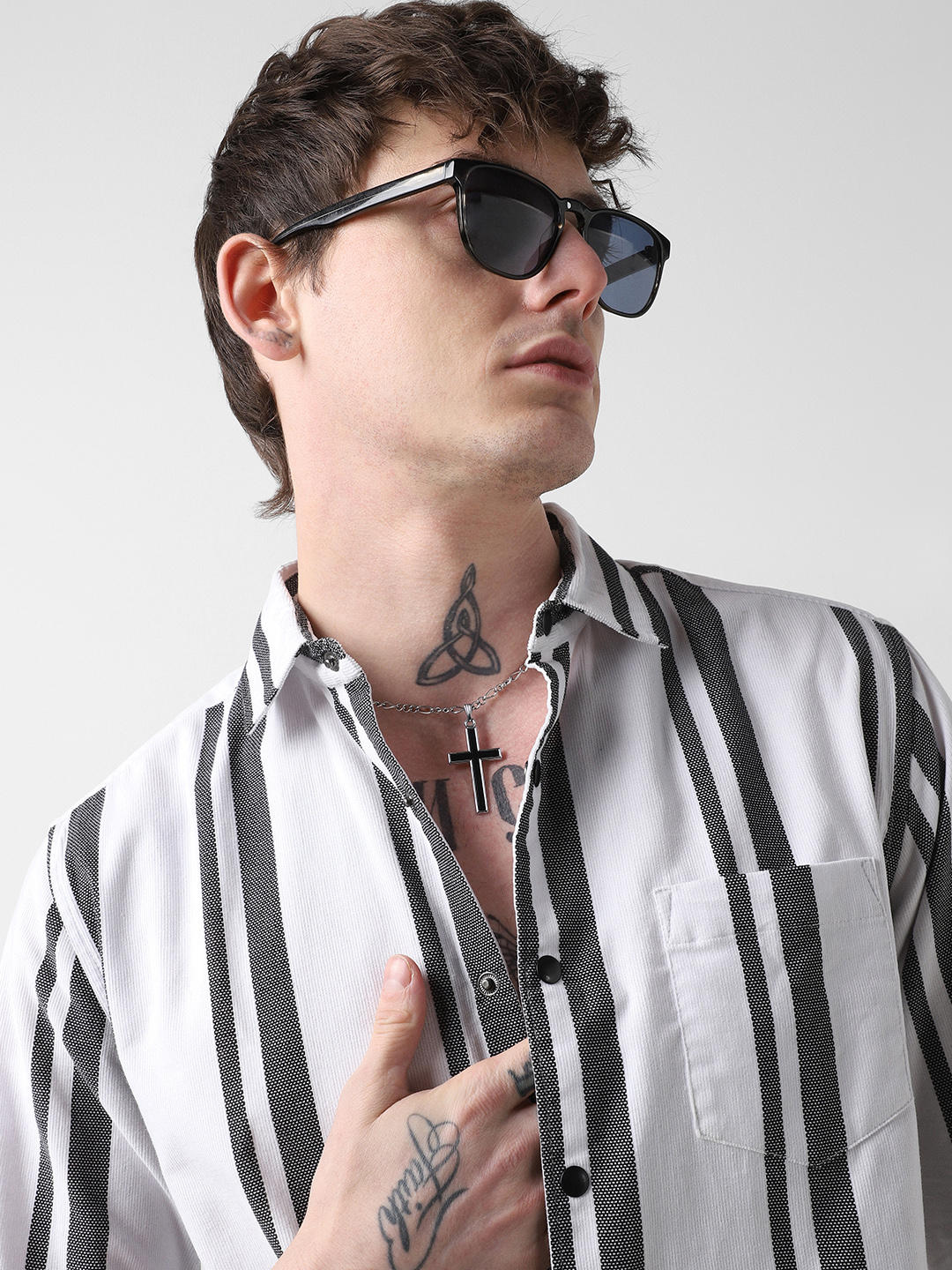 Monochrome Corduroy Striped Shirt