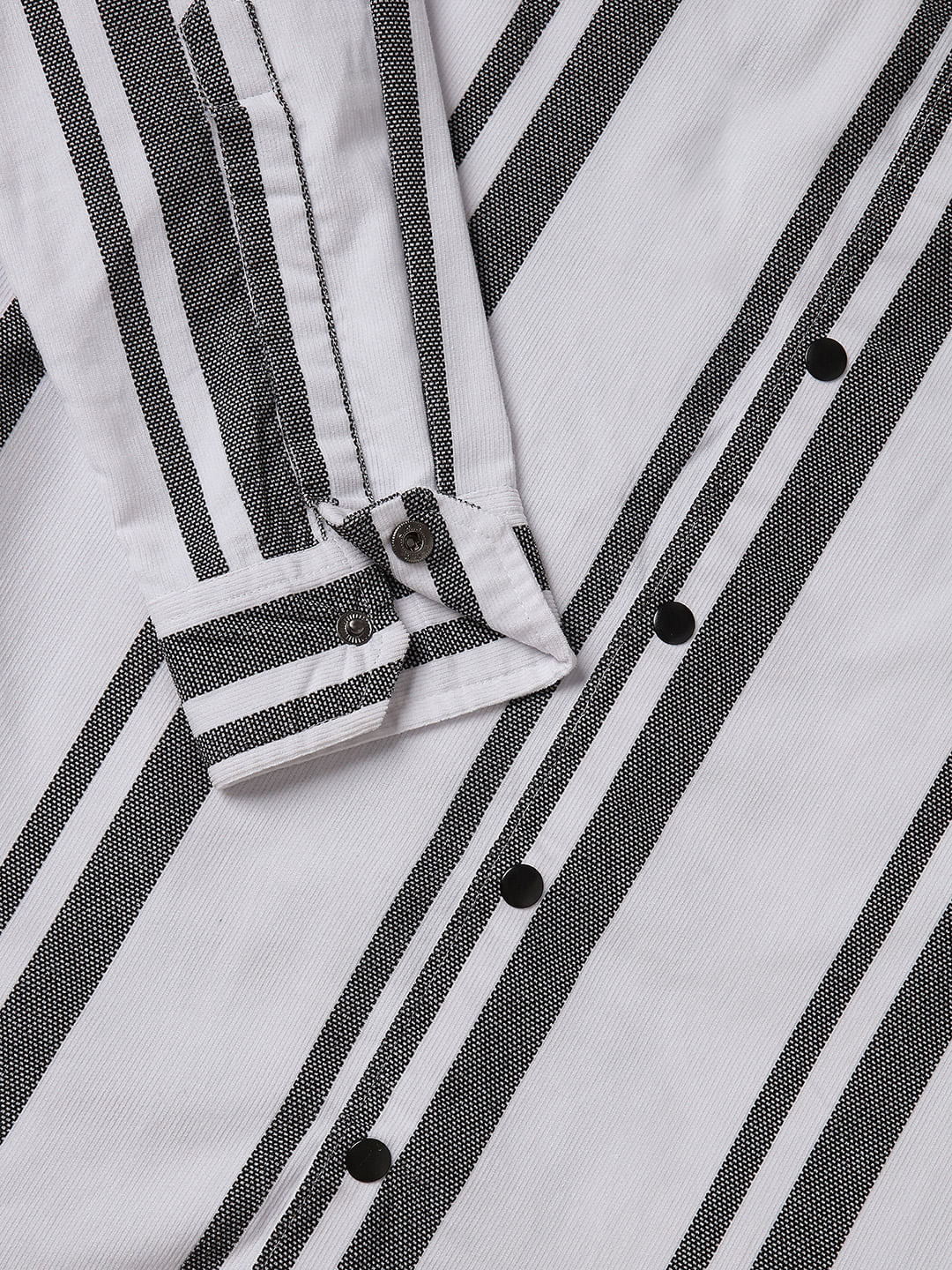 Monochrome Corduroy Striped Shirt